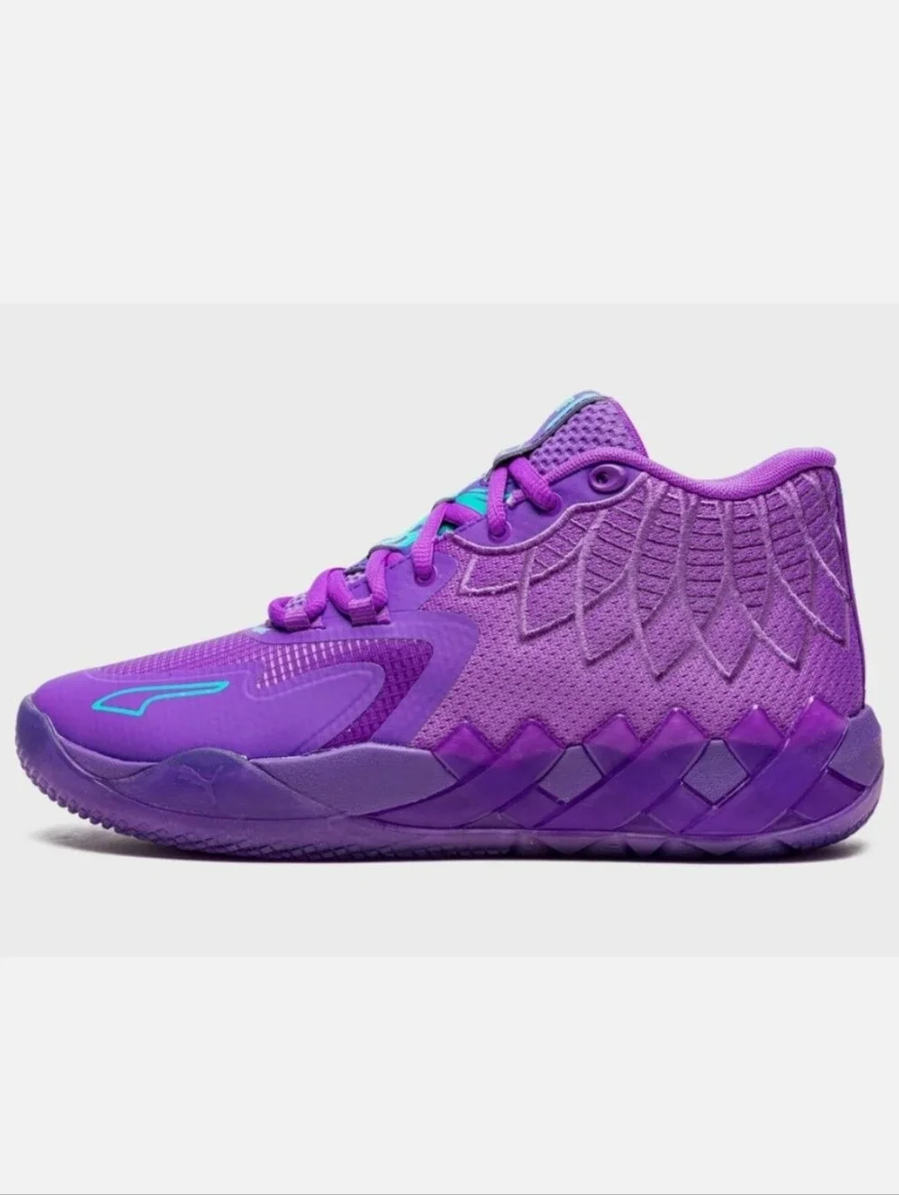 Puma Purple Lamelo Ball Athletic Shoes with Teal Accents